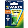 VARTA Batteria solare AAA 2er 1.2V/550mAh/NiMH - Batteria ricaricabile Micro 550mAh 1,2V 56733 Bli.2