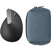 kwmobile Custodia Mouse Wireless per Logitech Lift/MX Vertical/Anker Vertical - Cover Mouse Wireless Gaming con Cerniera - Astuccio in Velluto a Coste e Neoprene - blu vintage