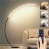 Linkenail Lampada da Terra ad Arco LED, 25W Dimmerabile Piantana Salotto con Telecomando Magnetico, 2000Lm, Funzione Memoria, Lampada da Lettura Moderna per Soggiorno, Camera da Letto, Ufficio, Nero 165cm