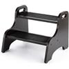 StrongTek Wood 2 Step Stool for Kids with Non-Slip Stepping Surface, Portable Handles, Skid Resistant Foot Pads, and 300 lbs. Capacity, Multipurpose Heavy-Duty Support (Espresso)