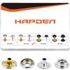 HAPDEN Set di 160 bottoni a scatto in acciaio inox, 15 mm, per barca, in tela, per vestiti, in pelle, barca, in tessuto