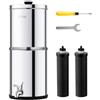 VEVOR Sistema di Filtraggio Acqua a Gravità Sistema da banco in Acciaio Inox Sistema Filtraggio Acqua 7+8,5 L, Riduce Piombo Cloro, Filtraggio Acqua con 2 Filtri al Carbone Rubinetto Camping RV Home