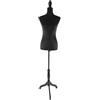Relaxdays manichino da Sarto Donna, Taglia 36/38, Regolabile 130-167 cm, Rivestimento in Velluto, Base in Legno, Nero