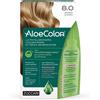 ZUCCARI Srl ALOECOLOR 8,0 BIONDO CHIARO TINTA PERMANENTE CAPELLI COLORE AD ALTA PIGMENTAZIONE 50 ML + RIVELATORE ALOEOSSIGENATA 75 ML + SHAMPOO ALOECARE 15 ML + GUANTI