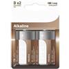 VoltShine Batteria alcalina D/LR20, confezione da 2, con durata del 30% in più, ideale per dispositivi di uso quotidiano ad alto consumo.
