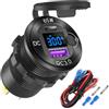 Hapytrip Presa USB 12V Caricabatterie da auto in alluminio PD65W Porta auto per computer portatili, Porta USB Quick Charge 3.0, Presa di corrente incorporata Impermeabile con voltmetro e interruttore