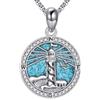 URONE Collana con ciondolo a forma di faro, in argento Sterling 925, con bussola, turchese, idea regalo per donna
