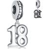 GLOWDAS 18 anni di compleanno Dangle Charms si adatta Pandora DIY Bracciale, 925 Sterling Silver 18th Anniversary Pendant Beads con CZ, Milestones Numero 18 Bday Regali per Cousin/Godaughter