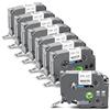 Exsun Nastro per Etichette da 12 mm e 0,47 Compatibile con Brother TZ-231 TZe231 TZe-231 TZC231 per P-touch PT-H105 H107 E100 D600 H100R H110 H101C H100LB H200 D400 Nero su Bianco, Confezione da 8