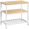 VASAGLE Isola da Cucina con Ampio Piano di Lavoro, Scaffale a 3 Livelli, Struttura in Acciaio, 60 x 100 x 90 cm, Stile Industriale, Facile da Montare, Beige Rovere e Bianco KKI005W09
