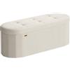 SONGMICS Cassapanca, Pouf Contenitore, Poggiapiedi Pieghevole, Montaggio Facile, per Soggiorno, Ingresso, Camera da Letto, in Velluto, Capacità110 L, 38 x 110 x 38 cm, Bianco Crema LSF297LH01