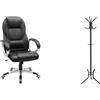SONGMICS Sedia da Ufficio Ergonomica, Poltrona Direzionale, Girevole e Altezza Regolabile & Appendiabiti, Attaccapanni, 49 x 176 cm, 12 Ganci, per Cappotti, Cappelli, Borse, Acciaio, Nero RCR17B