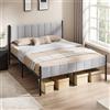 VASAGLE Struttura Letto Matrimoniale, 160 x 200 cm, con Testiera Imbottita, Telaio del Letto, Doghe in Acciaio, Regge fino a 500 kg, Montaggio Facile, Grigio Tortora RMB975G01
