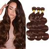 Evaxilc Body Wave Bundles Human Hair Extension Hair Capelli Tessitura Vero Capelli Double Weft #4 Chocolate Brown Brazilian Remy Virgin Human Hair Weave 3 Bundles Total 300g 18 20 22 Inch