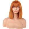 MapofBeauty 12 Pollice/30 cm Lisci Bob Con Flat Frange Corto Colorato Sintetico Capelli Cosplay Party Parrucca (Arancione)