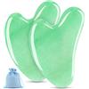 esur Jade Gua Sha - Set di 2 strumenti per il viso Guasha, per massaggio viso, pietra di giada naturale, raschietto per occhi, mento, collo e corpo, rilassa e allevia i muscoli, regalo per donne