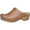 Sanita Sandra | Zoccoli Aperti da Donna | Zoccoli Artigianali Originali in Pelle Flessibile | Plantare Anatomico in Schiuma Morbida | Marrone Chiaro | 38 EU