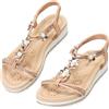 JOMIX Sandali Donna Estivi Eleganti Boho con Perline e Zeppa Comode Scarpe Aperte con Elastici Ciabatte da Mare e Piscina per Vacanza e Spiaggia (BLAK,40)