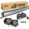 RIGIDON 32 pollici 80cm 405W curva barra led fuoristrada 12V cablaggio kit | 2x 4 pollici 60W luci di lavoro, barra luce led per auto camion SUV ATV 4x4 veicoli barca, impermeabile, 6000K, fendinebbia