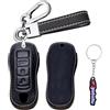 Ysbxitu Custodia per chiave con portachiavi in pelle compatibile con Porsche Cayenne Panamera 911 971 9YA Macan Boxster Carrera Taycan 971 911 chiave guscio del telecomando cover