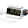 BLKE S Stazione di ricarica wireless 7-in-1 con sveglia, luce notturna a controllo vocale, temperatura e data, 33W, supporto di ricarica rapida compatibile con telefoni iPhone Samsung (Blanco)