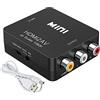 Yiany Adattatore da HDMI a RCA, Convertitore da HDMI a AV, 1080P HDMI a 3RCA audio video composito CVBS per TV HD, PC, laptop, Xbox, VHS, VCR, lettori DVD, Supporto PAL/NTSC