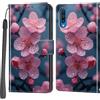 Haninsuze Cover per Samsung Galaxy A50 / A50s / A30s, Custodia Interno TPU Antiurto Portafoglio con Disegni [schede Fessura] [Supporto Stand] Cover Libro in PU Pelle (Fiore di pesco)