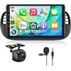 Hodozzy Stereo Per FIAT 500 2007-2015, 8 Nucleo 6+128G Hodozzy 9 Pollice Android Autoradio Carplay Autoradio con Android Auto Wifi GPS Bluetooth USB RDS Telecamera Retromarcia