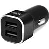Cable Technologies Caricatore Auto USB 12W, 2 Porte USB 2.4A, Caricabatterie Accendisigari 12V/24V Dual Port per iPhone, Samsung, Huawei, Xiaomi, iPad, Smartphone, Nero