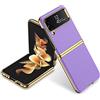 COQUE Custodia per Samsung Galaxy Z Flip 4,Custodia per Cellulare Curva in Pelle liscia elettroplaccata,Cover per Telefono Pieghevole per Samsung Galaxy Z Flip 4 5G-Viola