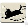 FHRYNA Tappetino per Mouse Piccolo con Design Gattino Nero Carino, 260x210mm Base Antiscivolo in Gomma per Ufficio e Casa - Idea Regalo Divertente