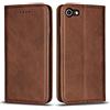 Copmob Cover iPhone 7/8/SE 2020/SE 2022,Flip Portafoglio Custodia in Pelle,[4 Slot][Supporto Stand][Chiusura Magnetica],Caso Cover Libro Custodia Cover per iPhone 7/8/SE2/SE3 - Marrone Scuro