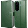 Leacckl Cover per Samsung Galaxy A57 5G, Custodia a portafoglio in Pelle PU Premium [Magnetica a Scatto] [Funzione Stand], Verde