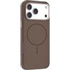 N NEWTOP Cover CV59 Compatibile per Apple iPhone 17 PRO, Custodia TPU Simil Velluto Flessibile Morbida Case Semi Rigida Protezione Cromata Fotocamera Anti Urto Magnete Ricarica Wireless (Marrone)