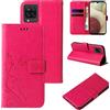 LBH Custodia per Samsung Galaxy A12, motivo farfalle, fiori, funzione leggio, con chiusura magnetica, protezione a 360 gradi, colore: rosa, LBHF1-A12-P1