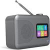 LFF Radio e Dab, Radiodigitale DAB LFF, Piccola Radio FM, per Cucina con Cavo o Batteria, Radiosveglia, con Display a Colori e Bluetooth