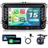 VECHTEL 4G+64G Autoradio Android 15 per VW Golf 5 6 Passat Jetta Caddy EOS T5 Touran CC Polo, 7 Pollice HD Schermo co Carplay Android Auto senza Fili GPS WiFi USB Tipo-C Bluetooth FM RDS Camera