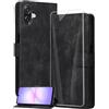 binandteam Cover a Libro per Samsung Galaxy A07 4G (6.7) con Vetro Temperato,Custodia in Pelle PU Magnetica Flip Porta Carte Wallet Supporto Portafoglio Case - Nero