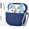 Joremx Custodia in Silicone Unica per AirPods 4 (Blu Scuro Magnetico) | Inclusi Set di Pulizia e Portachiavi, Coperchio Magnetico, Materiale morbido, Cover per AirPods 4 e AirPods 4 ANC (2024)
