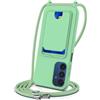 FMPCUON Cordino per Cellulare per Samsung Galaxy A05S/M14 4G con Porta Carte con Collana Regolabile Tracolla Silicone Liquido Case Custodia Cover,Verde chiaro