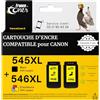 France Toner FranceToner - 545XL 546XL - Cartucce Compatibili con Canon PG-545 CL-546 XL, per Inchiostro Canon 545 546 Nero e Colori - per MG 2400 2450 2455, PIXMA IP2800 IP2820 IP2850 (545XL 546XL Nero e Colori)