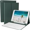 GKABXY Custodia per tastiera per iPad 9/8/7ª generazione (10,2 pollici, 2021/2020/2019), tastiera Bluetooth intelligente magnetica rimovibile senza fili, custodia per tastiera con portapenne, verde
