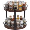 Relaxdays portaspezie Girevole, 2 Ripiani, Rotazione 360°, Protezione anticaduta, 26 x 28 cm, Olio & aceto, Marrone/Nero