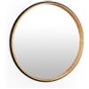 DRW Specchio da Parete Rotondo in Legno Naturale e Noce, 80 x 80 x 3,5 cm
