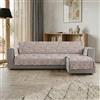 Italian Bed Linen Copridivano GLAMOUR Penisola DESTRA Made in Italy - Salvadivano con Fondo in Gomma Antiscivolo e Braccioli, Seduta 190 cm, Proteggi Divano Artigianale Lavabile in Tinta Unita - MARRONE