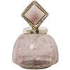 DRW Vaso decorativo da tavolo in vetro con coperchio in alluminio rosa e oro 27,5 x 15 x 15 x 15 cm
