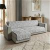 Italian Bed Linen Copridivano GLAMOUR Penisola SINISTRA Made in Italy - Salvadivano con Fondo in Gomma Antiscivolo e Braccioli, Seduta 190 cm, Proteggi Divano Artigianale Lavabile in Tinta Unita - GRIGIO SCURO