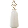 DRW Vaso decorativo da pavimento in vetro con coperchio in alluminio bianco e oro, 65 x 21,5 x 21,5 cm