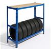Relaxdays portapneumatici per 6, HxLxP 110 x 120 x 40 cm, 300 kg, Acciaio, Sistema a Incastro, Garage/Officina, Blu