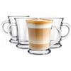 Glasmark KROSNO 1992 Set di 4 Tazze in Vetro con Manico 350 ml - Bicchieri da Caffè Tè e Cappuccino - Lavabili in Lavastoviglie - per Casa e Ristorante - Leo